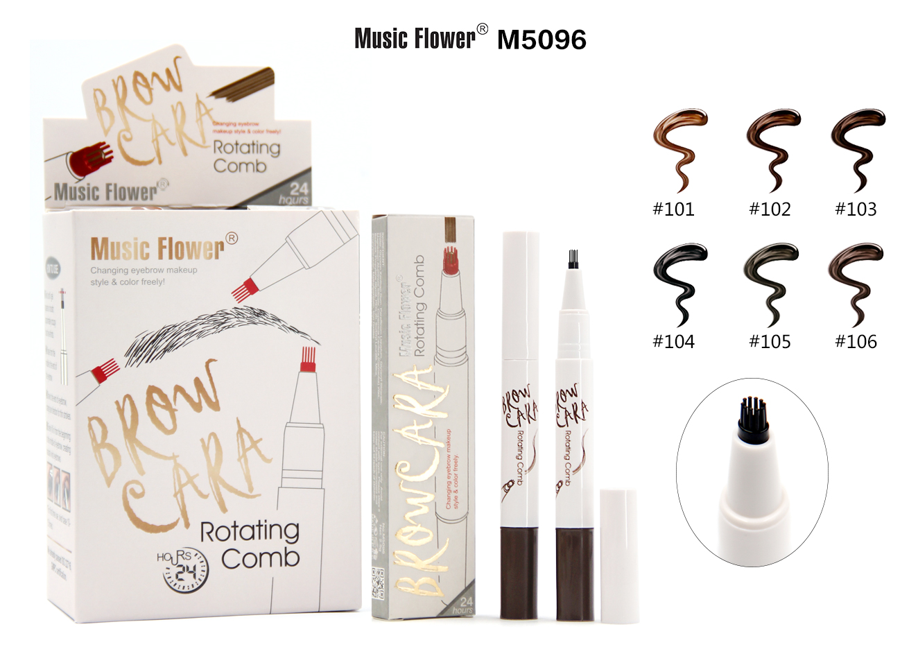 Music Flower BROW CARA ROTATING COMB M5096